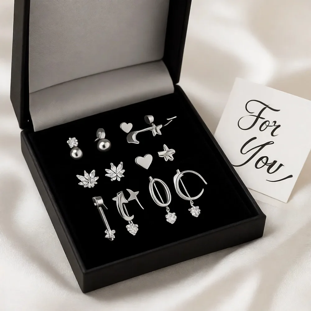 

Набор из 16 пар гипоаллергенных серег с плоской задней частью, покрытых золотом 14K, для женщин: гвоздики для хряща и мини-кольца, с защелкивающимся механизмом.