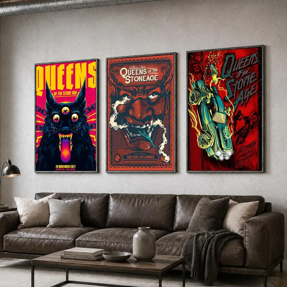 Queens of the Stone Age Rock Band Aesthetic Poster  PP Self Adhesive Home Garage Dorm Bar Wall Decor Aesthetic Retro Gift