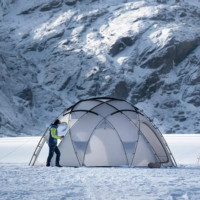 Dome Tent Geodesic Structure 5+ Person Half Ball Tent with Stove Jack Hole Suppliers Outdoor Camping Hemisphere