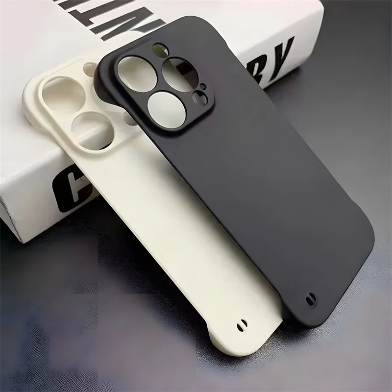 Matte 0.3mm Ultra Thin Frameless Half-wrapped Shockproof Phone Case For iPhone 15 14 13 12 11 Pro Max Plus Protective Hard Cover