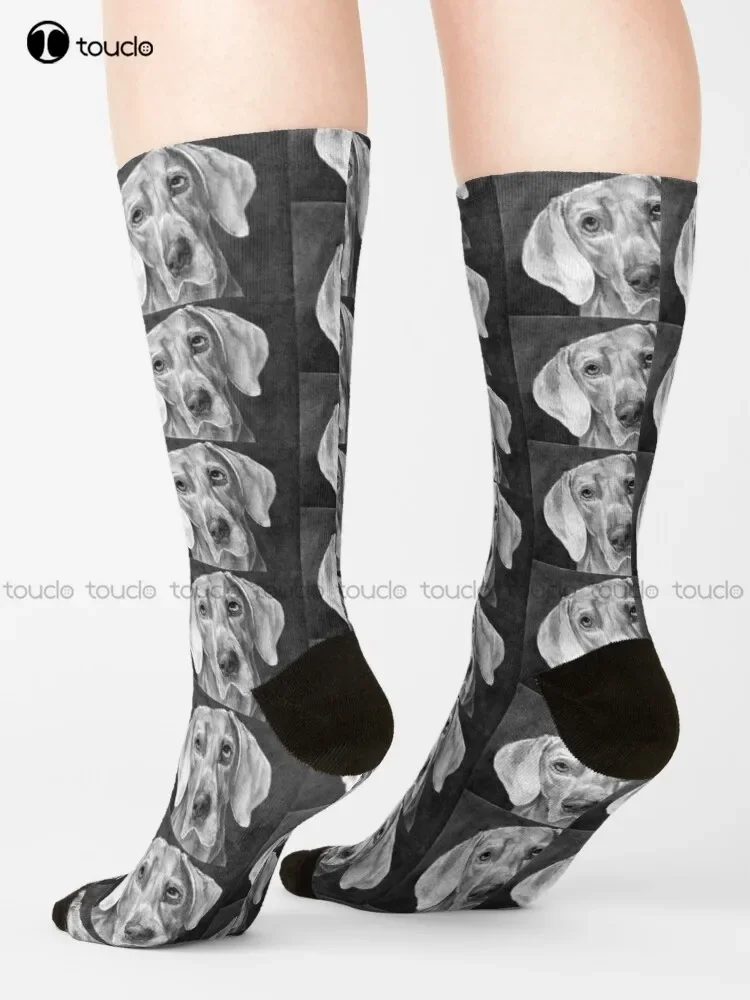 جوارب Grace/ Weimaraner للنساء للجنسين للبالغين في سن المراهقة جوارب شبابية مخصصة 360 درجة °   طباعة رقمية عالية الجودة