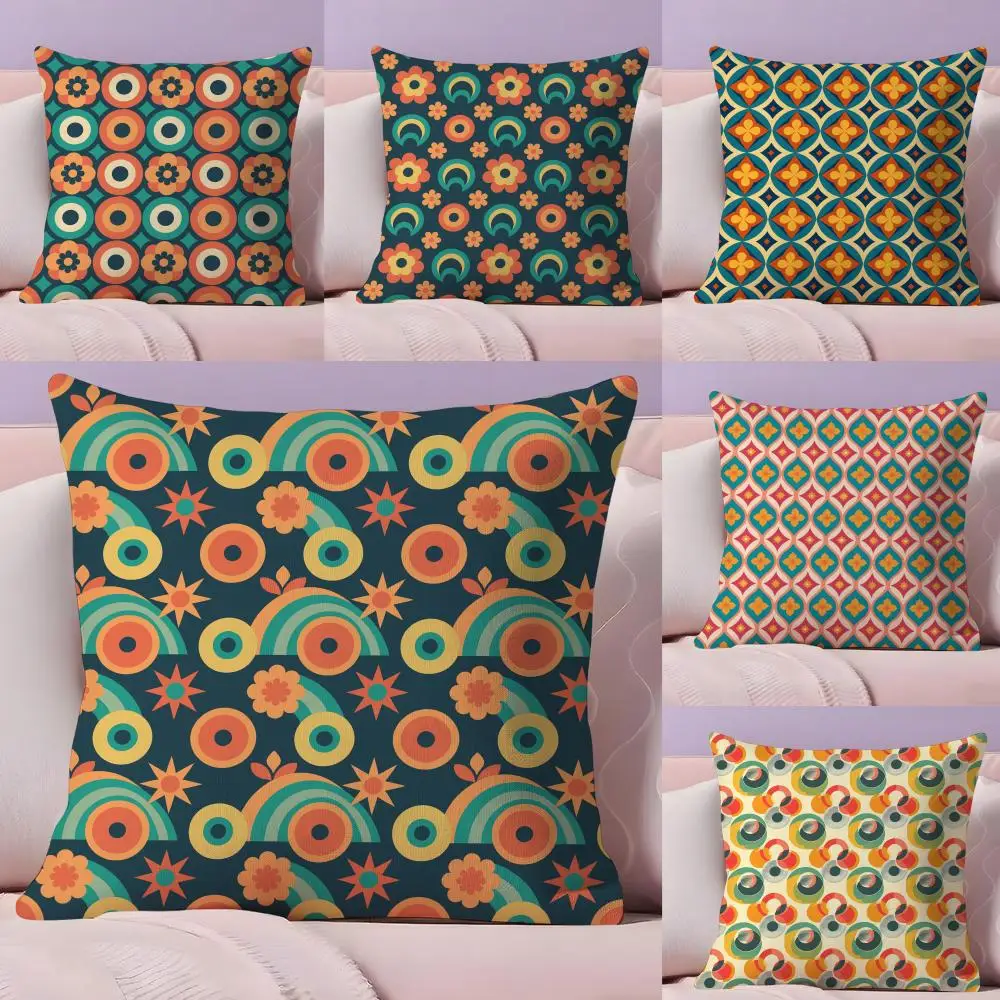 Art Nouveau Design Geometric Pillow Case Plush Fabric Soft Double-Sided Printed Sofa Warm Winter Home Gift Cushion Cover