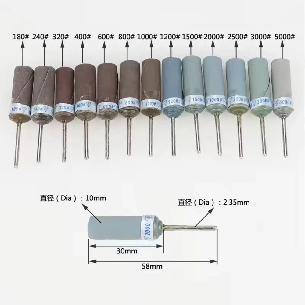 2.35mm Shank Sandpaper Rod Grinding Head Coarse and Fine Polishing Wheel, Sandpaper Grinding Head with Handle for Jewelry Making