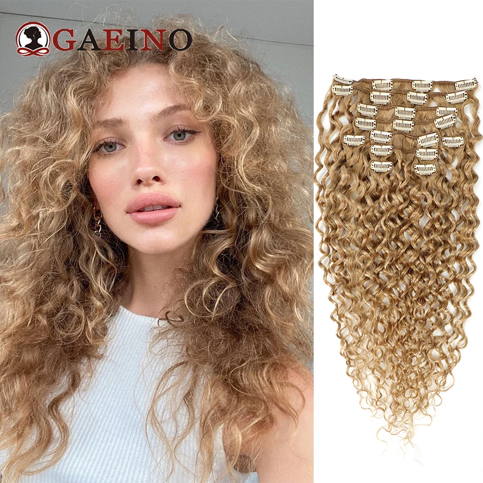 Water Wave Clip In Human Hair Extensions 10Pcs/Set Remy Hair Full Head  Hair Clips Extensions Human Hair For Woman 16-28Inch