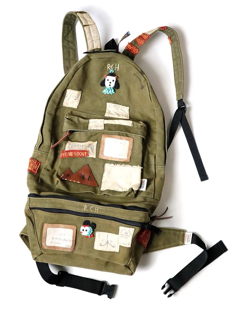 KAPITAL K1909XB523EK-998 Patched patch 4 canvas backpack