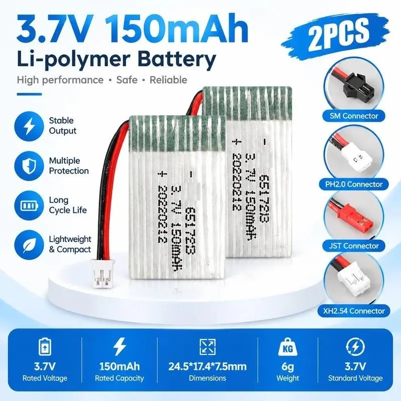 for Spot 3.7V 150mAh Lithium Battery 20C High Rate for H36 Drone 651723 Model Aircraft Battery