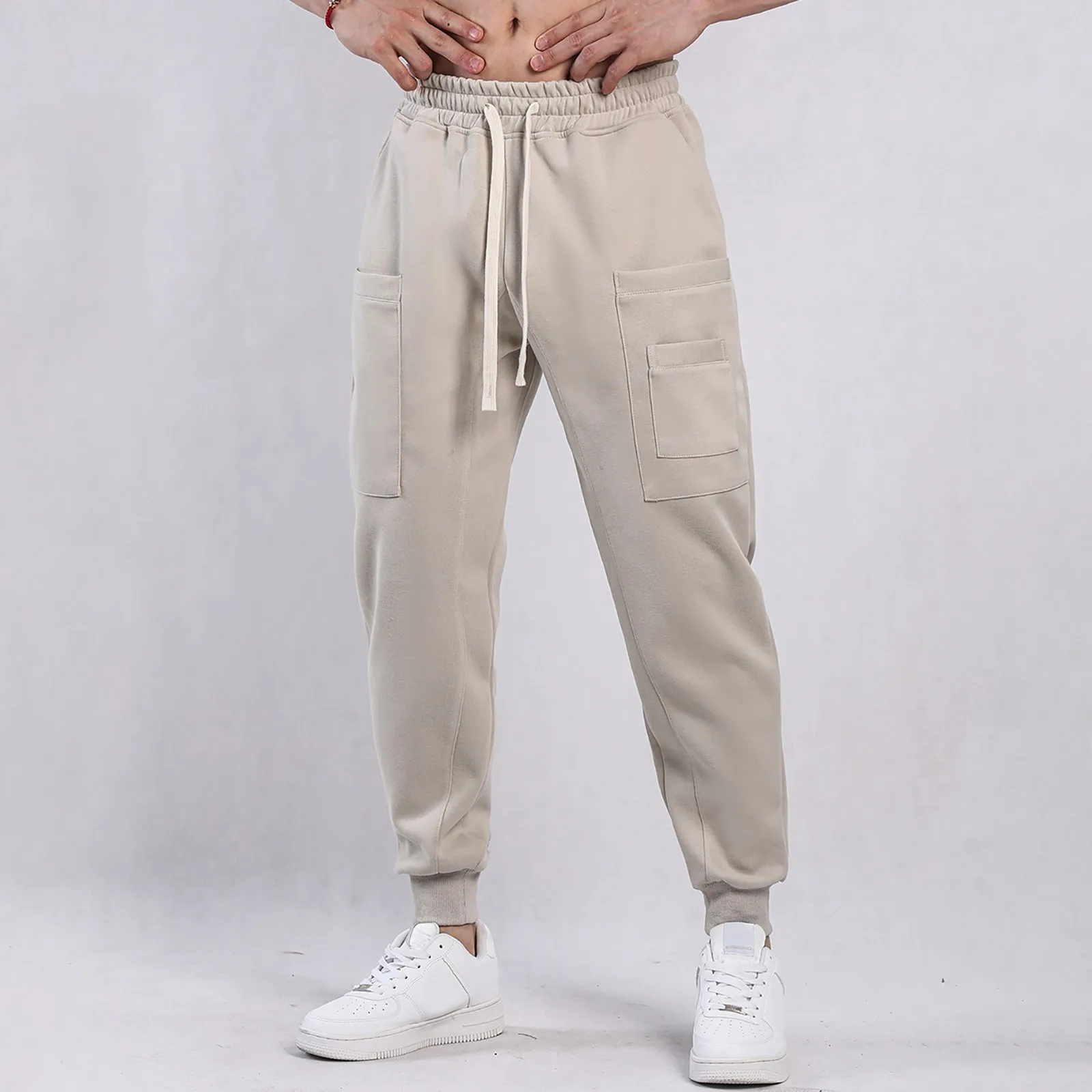 Casual Sports Sweatpants Men'S Loose Drawstring Foot Pant Splicing Fitness Running Training New Slacks Autumn New Jogger Trouser