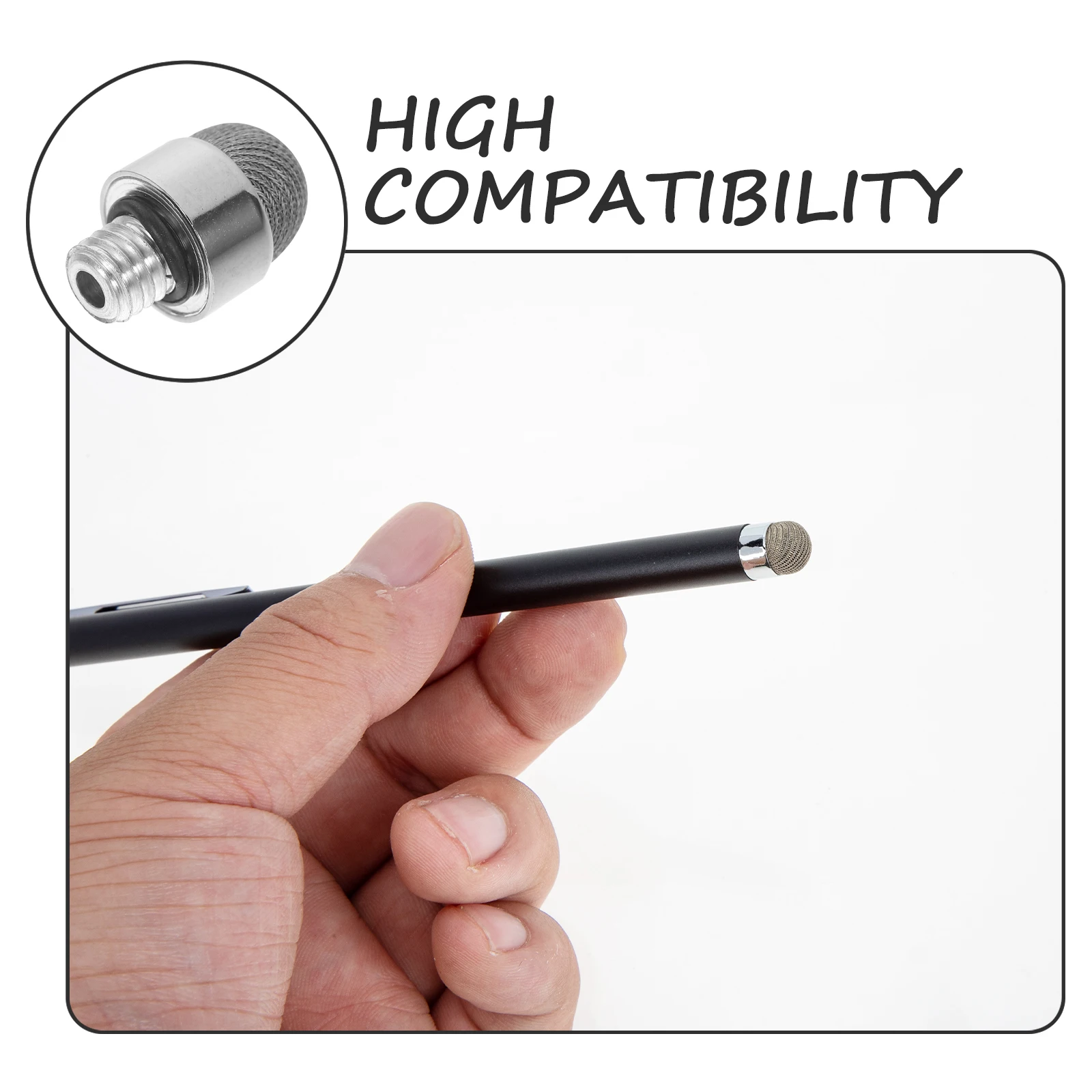 

5pcs Touch Screen Pen Tip Outer Thread Capacitive Stylus Mesh Fiber Replacement Tips Wear-Resistant Conductive Fabric For Design