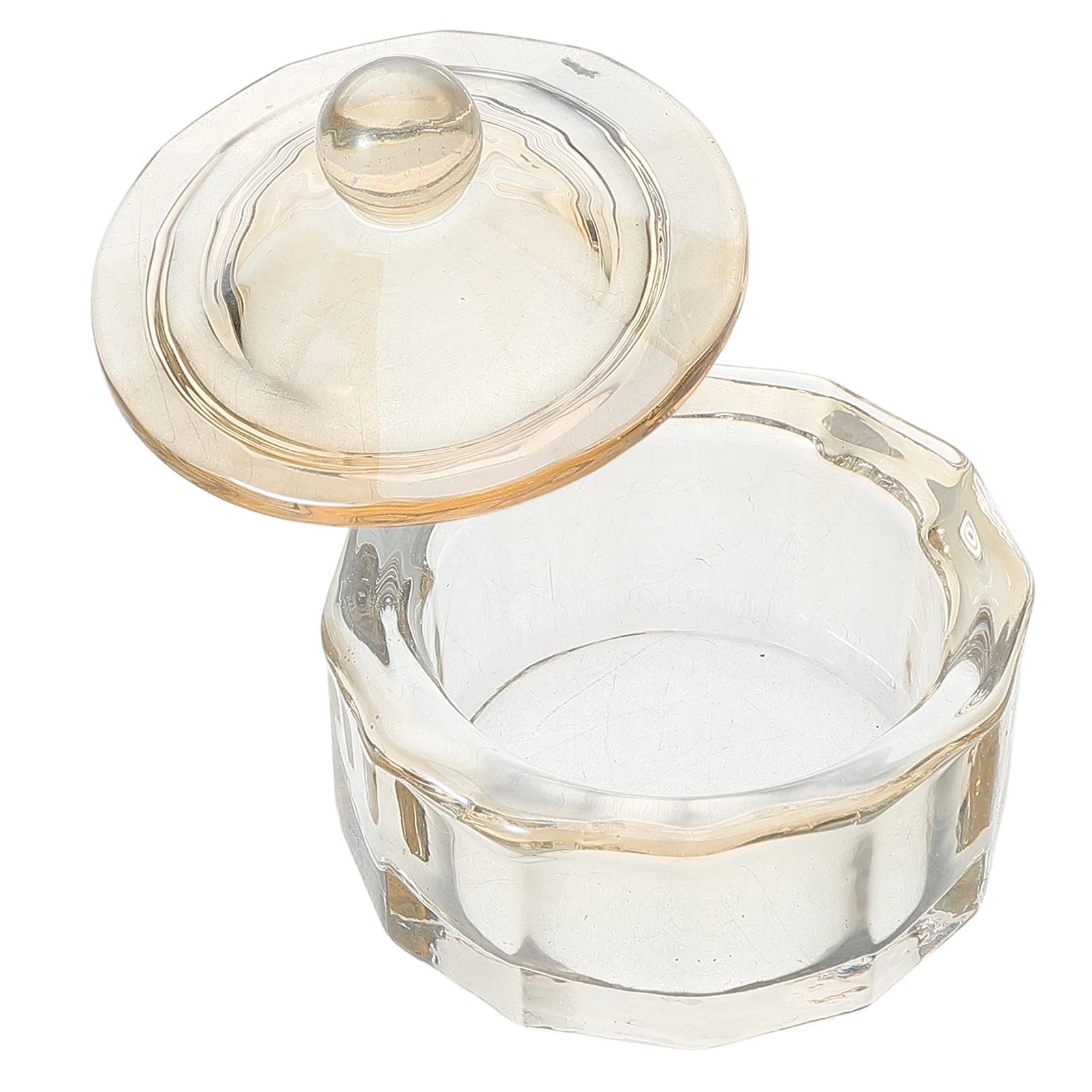Premium-Glas-Nagelkunst-Dappen-Teller, einzigartige Form mit Deckel für flüssige Nagellack-Aufbewahrung, Salon-Maniküre-Zubehör