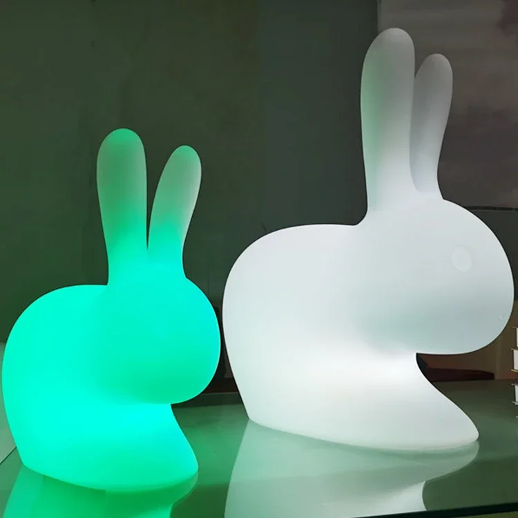 Rechargeable Plastic Rabbit Desk Lamp Decoration Lamp Bunny Night Light with USB charge for Garden Home Bedroom Party wedding