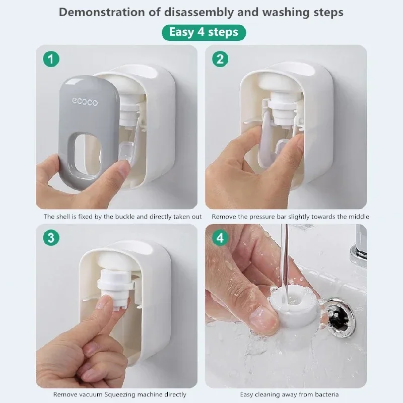 Automatic Toothpaste Dispenser Squeezers Toothpaste Tooth Dust-proof Toothbrush Holder Wall Mount Stand Bathroom Accessories Set