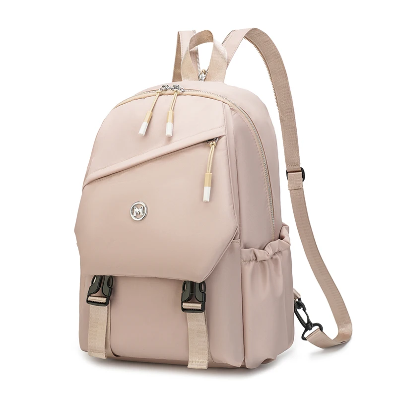 Waterproof Nylon Backpack for Women Simple Solid Color Bookbag Travel Backpack for Student Girls