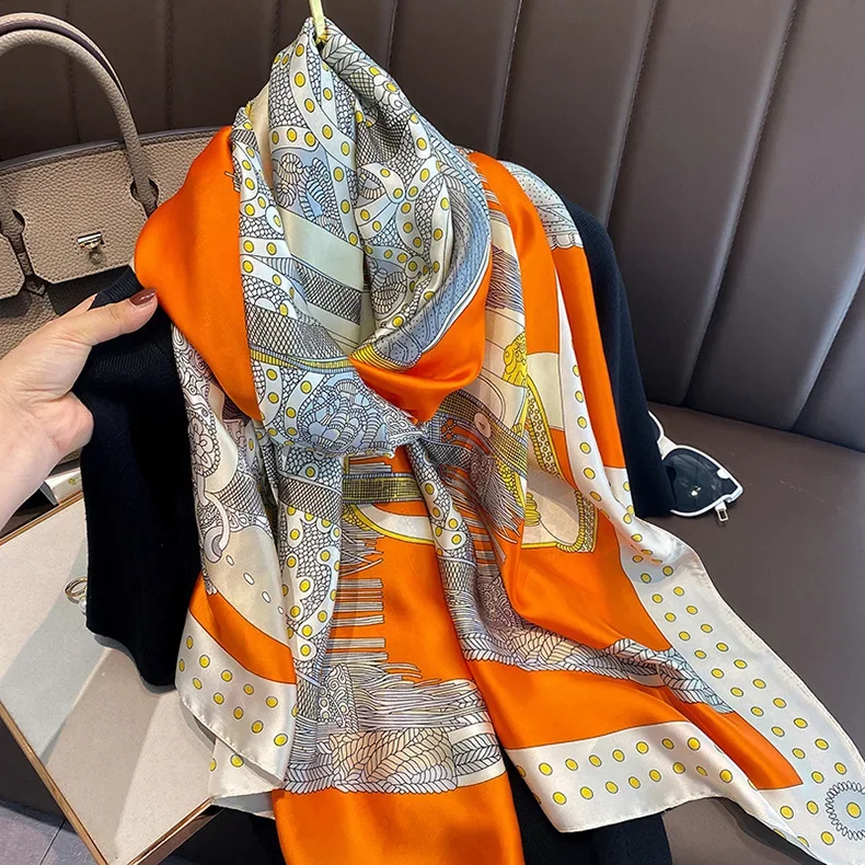 Summer Sun True Silk Scarf Women 2024 Spring and Summer New Scarf Long Women Fashion Air Conditioning Warm Shawl Headscarf