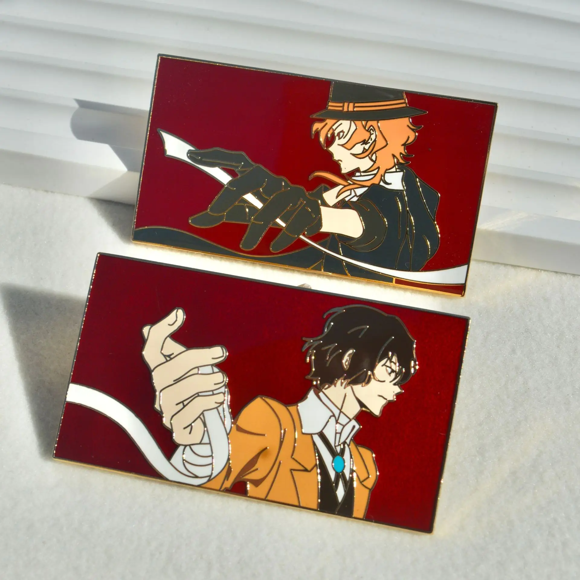 Anime Bungo Stray Dogs Enamel Badges Pins Dazai Osamu Nakahara Chuuya Brooches for Bag Backpack Clothing Lapel ACG Cosplay Decor
