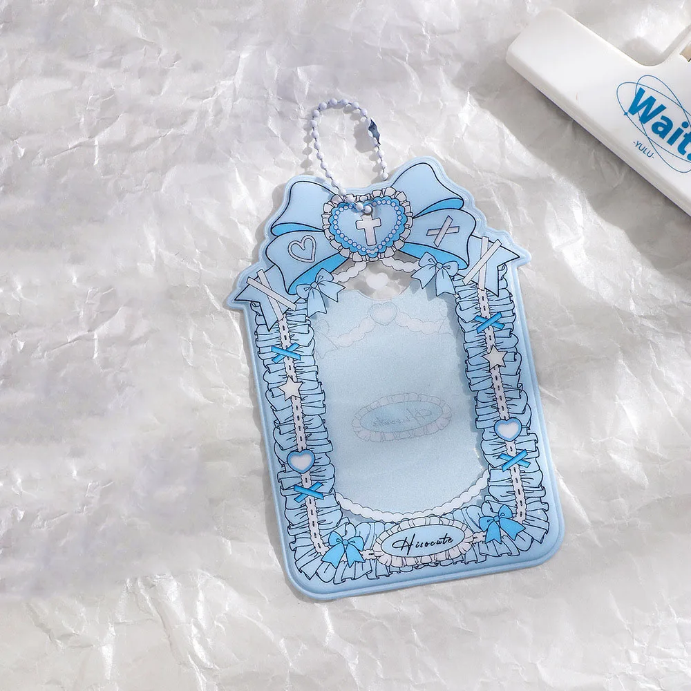 Heart INS Bow Card Photocards Protector Photo Frame Bag Pendant Keychain Key Ring Bowknot Idol Photo Sleeves Photo Pocket Girl