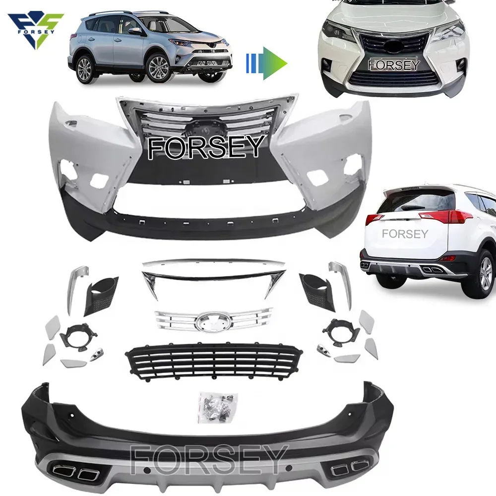 

Modified Parts Car Body Kit Face lift Fits For Toyota RAV4 2013-2015 to RX Design Front&Rear Bumper Front Grille