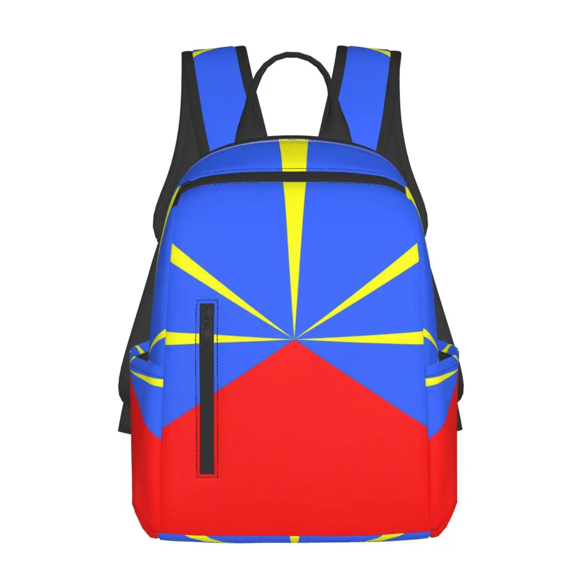 974-レユニオン島旗バックパックデイパック大容量キッズブックバッグスクールバッグショルダーバッグ男性女性用