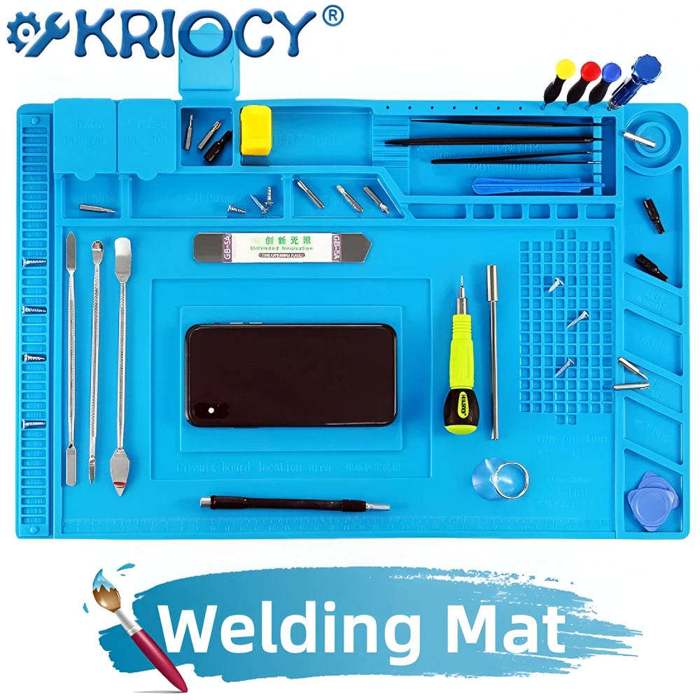 Welding Silicone Pad Heat Insulation Working Mat Heat-resistant Soldering Heat Gun Insulation Pad Repair Tools ESD Hand Tool Set