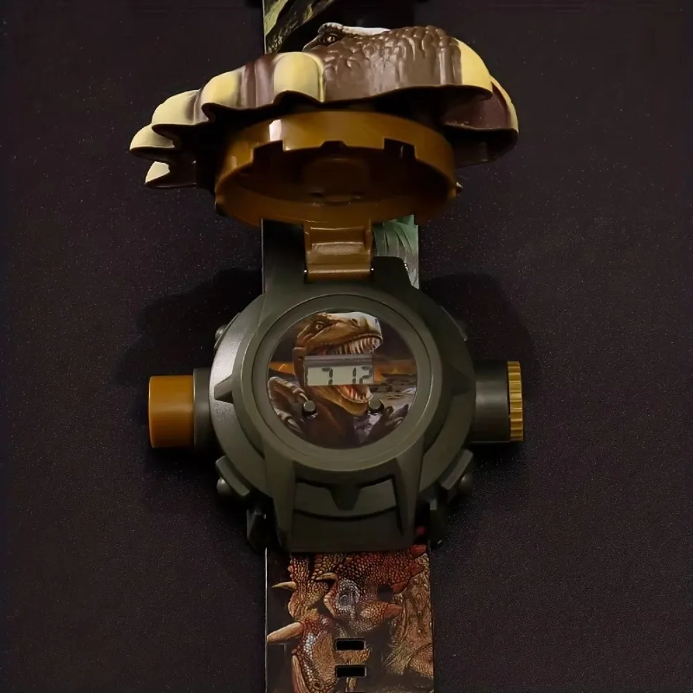 Montres jouet de dessin animé dinosaure 3D, 24 montres lumineuses de Projection pour enfants, horloge numérique à rabat, montres-bracelets pour étudiants, jouet pour enfants