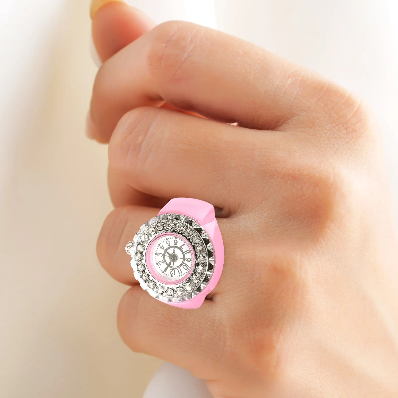 Stainless Steel Ring Watch Small Exquisite Finger Ring Decor Stylish Women Finger Watch Retro Elegant Design Practical Accessory