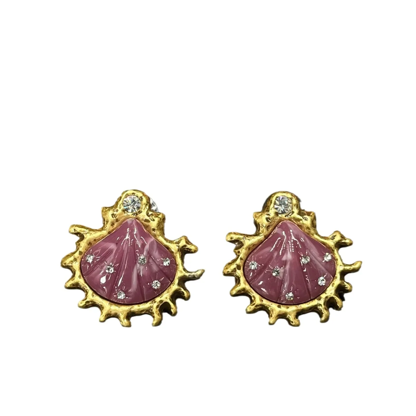 European and American Retro Vintage Gold-plated Flame Purple Shell Earrings Antique Earrings image 5