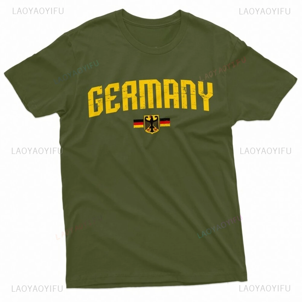 Germany Flag Logo T-shirt Coat of Arms German Patriotic Mens Womens Tee Shirt Casual Fashion Loose Cotton Harajuku Clothing