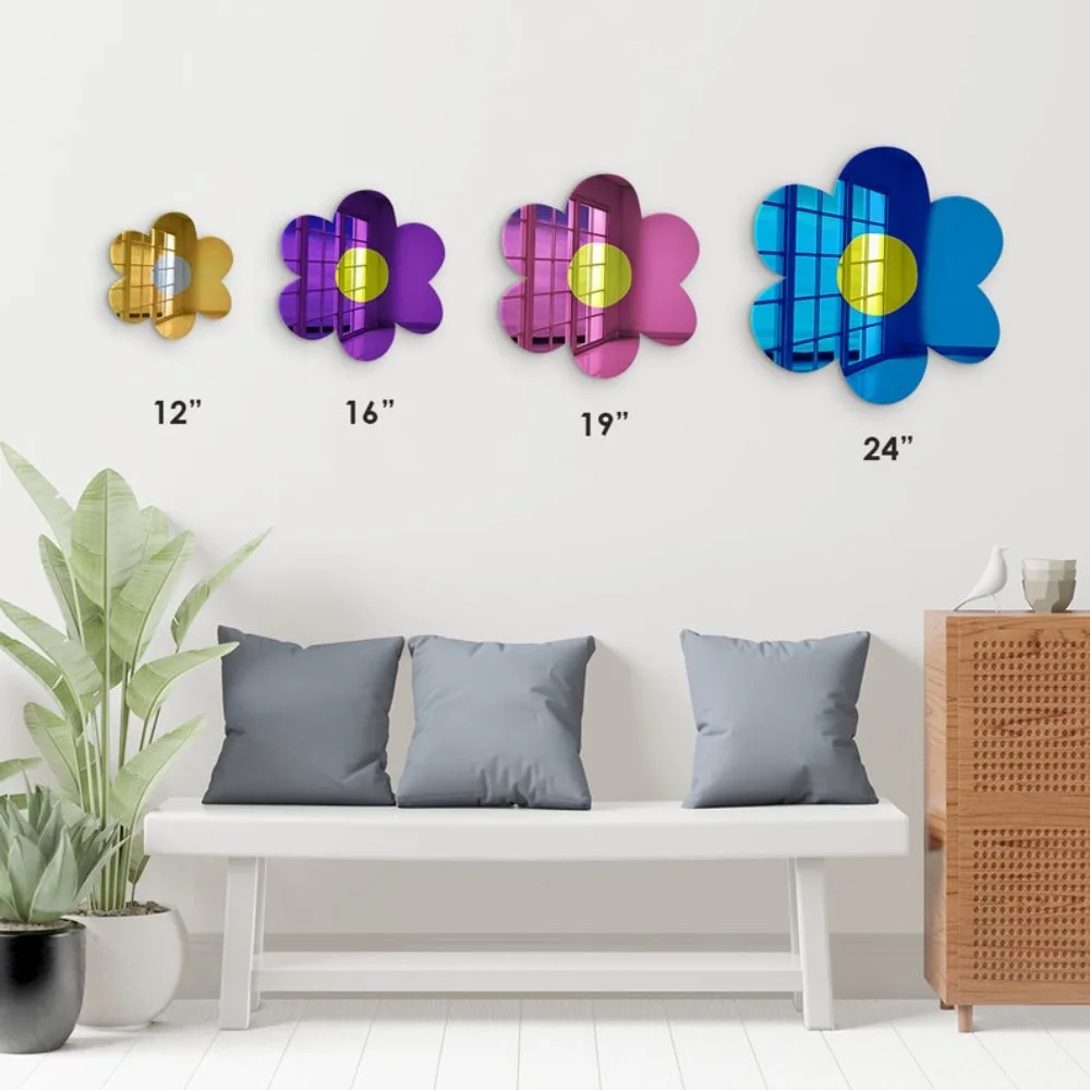 Acrylic Flower Wall Art Spring Decor Flowers Nursery Decor Kids Colorful Mirror Cute Flower Room Wall Decor