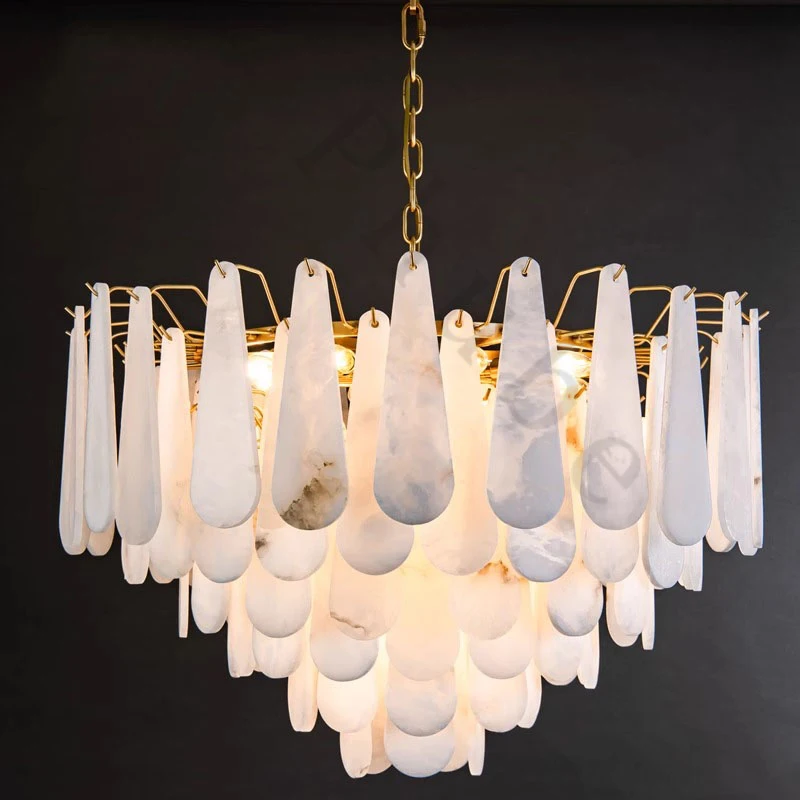 

LED Spain natural marble chandelier modern living room staircase hotel hall restaurant ceiling light fixture