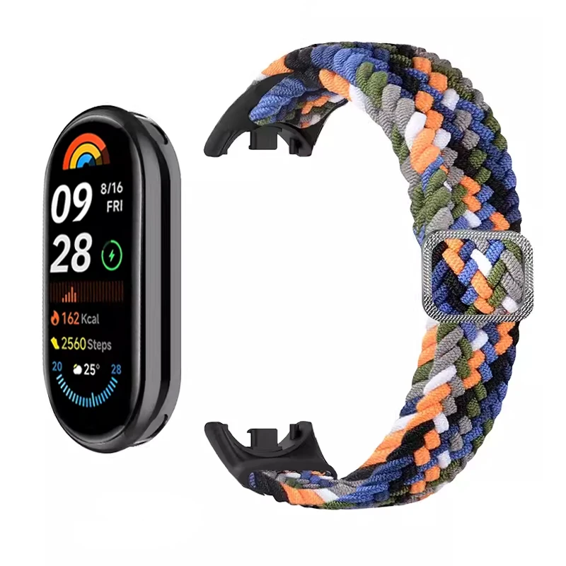 Strap for Mi Band 9 8 bracelet wrist watch accessories Elastic Nylon Braided Replacement belt correa for Xiaomi Miband 9 8 NFC