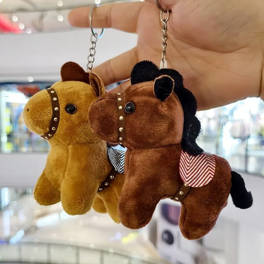 Cartoon Pony Pendant Steed Doll Mascot Doll Plush Horse Keychain Backpack Pendant Chinese Style Stuffed Animal Keyring