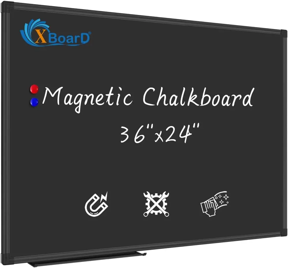 

Magnetic Chalkboard Blackboard 36x24 with Aluminum Frame, Pin Board for Home Office School Decor