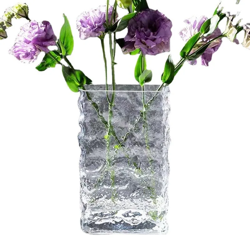 Finnish Glacier Vase Nordic Simple Transparent Glass Flower Hydroponic Decoration Flower Light Luxury Table Flower Arrangement