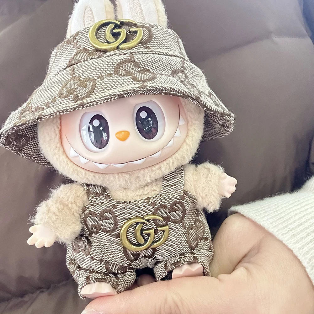 for Labubu Idol V1 V2 Luxury Clothing Overall with Hat Decorative Cute Plushies Outfit DIY Cartoon Animal Toy Jumpsuit Clothes