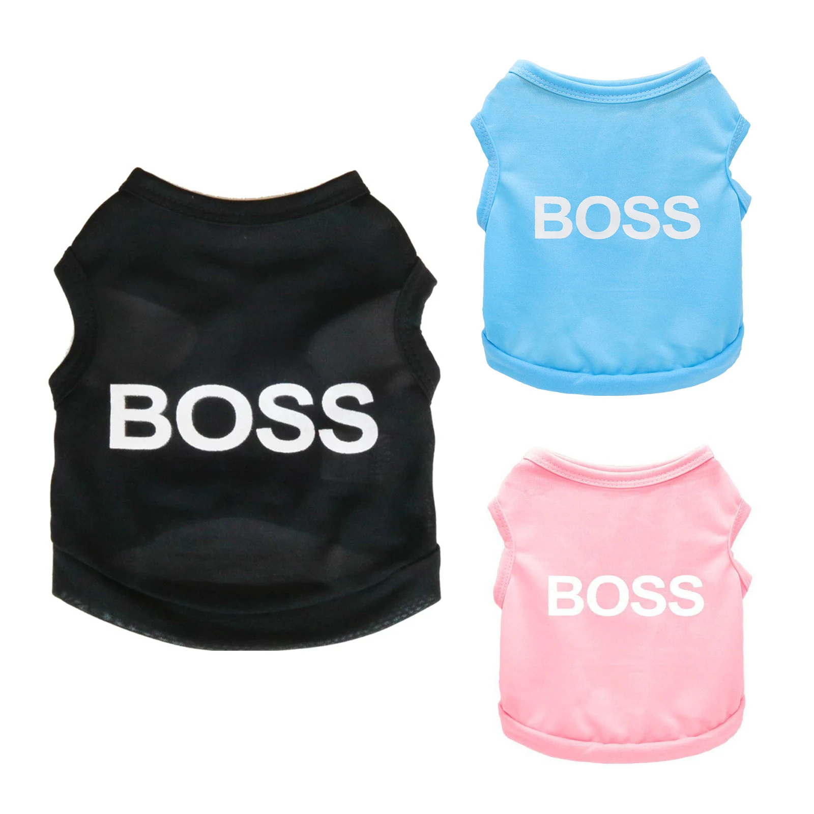 New Fashion Polyester Black Boss Letters Dog Pet Vest Clothes Summer Coat Pet Cat Puppy Clothing For Dogs Apparel