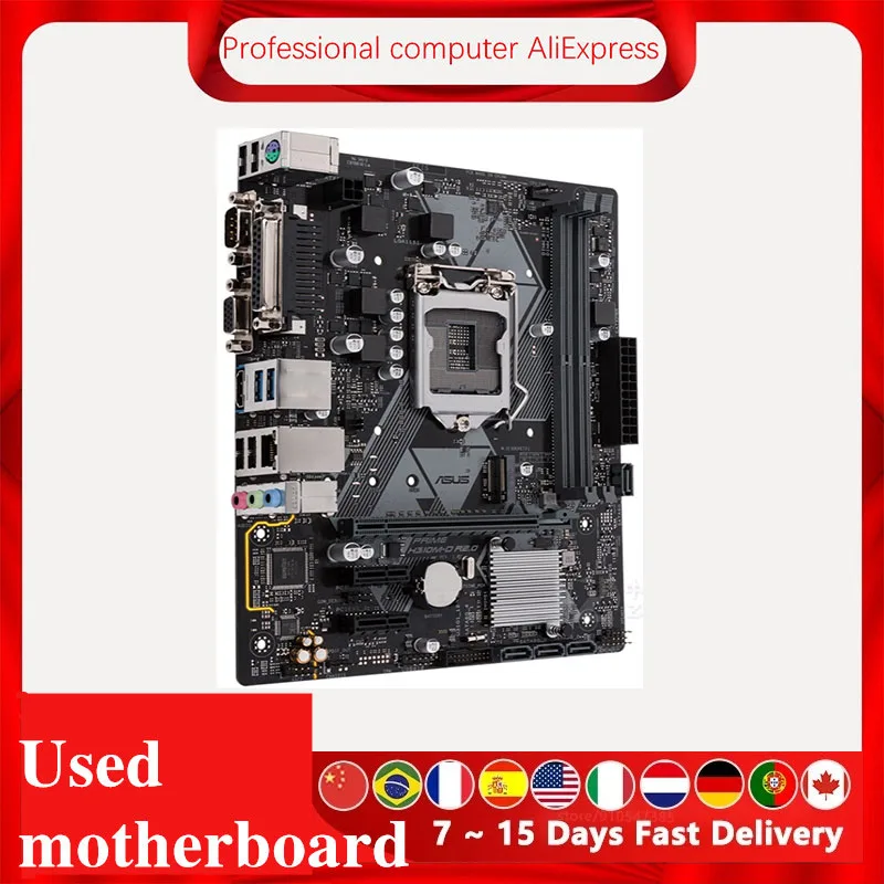 For Asus PRIME H310M-D R2.0 Original Used Desktop Intel H310 H310M DDR4 Motherboard LGA 1151  i7/i5/i3 USB3.0 SATA3