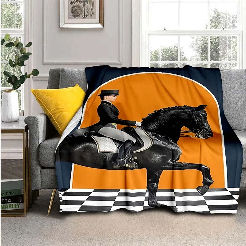 Fashion Ethnic Galoping Horse Super Soft Throws Blanket,Warm Cozy Blanket for Bed,Sofa,Bedroom,Living Room,Travel,Camping,Hiking
