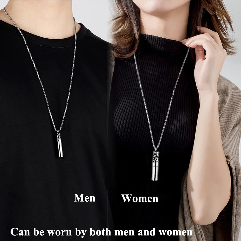 Cylindrical Stainless Steel Aromatherapy Necklace Essential Oil Storage Bottle Necklaces Aroma Perfume Diffuser Pendant Necklace