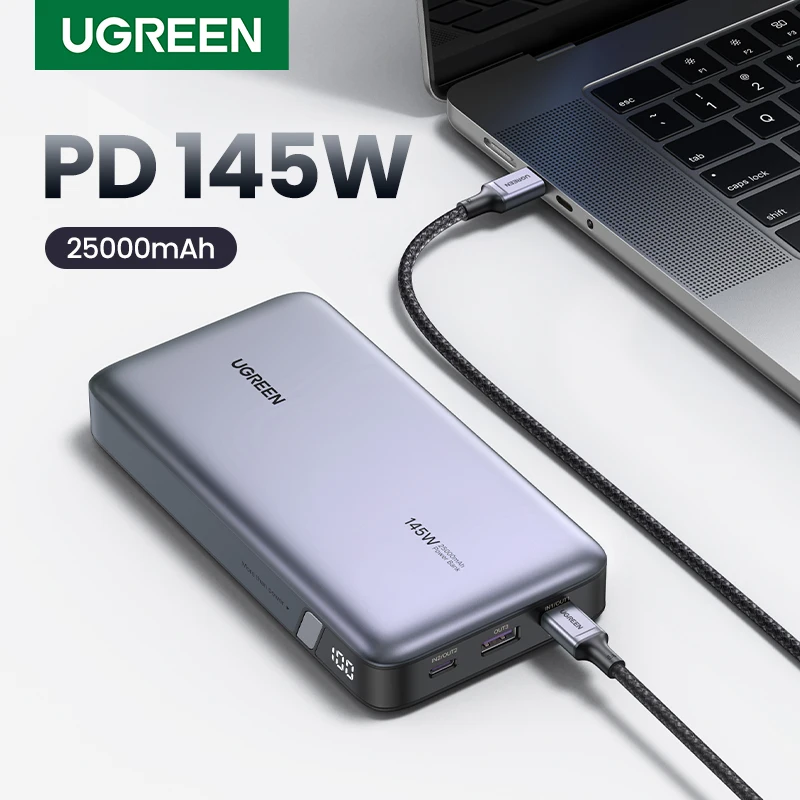 UGREEN PD 145W Fast Charging Power Bank 25000mAh Portable PowerBank for Macbook Pro iPhone Xiaomi Notebook Computer 100W