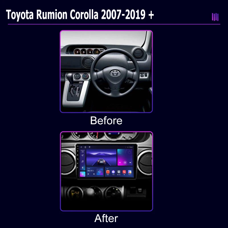 roadivox Android car radio for Toyota Rumion Corolla 2007 2019  GPS Navigation video Multimedia Player tape recorder  carplay