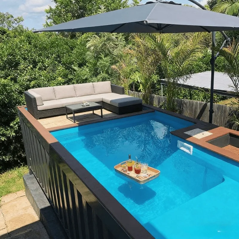 Above Ground Fiberglass Container Swimming Pool for Commercial Resort and Home Use