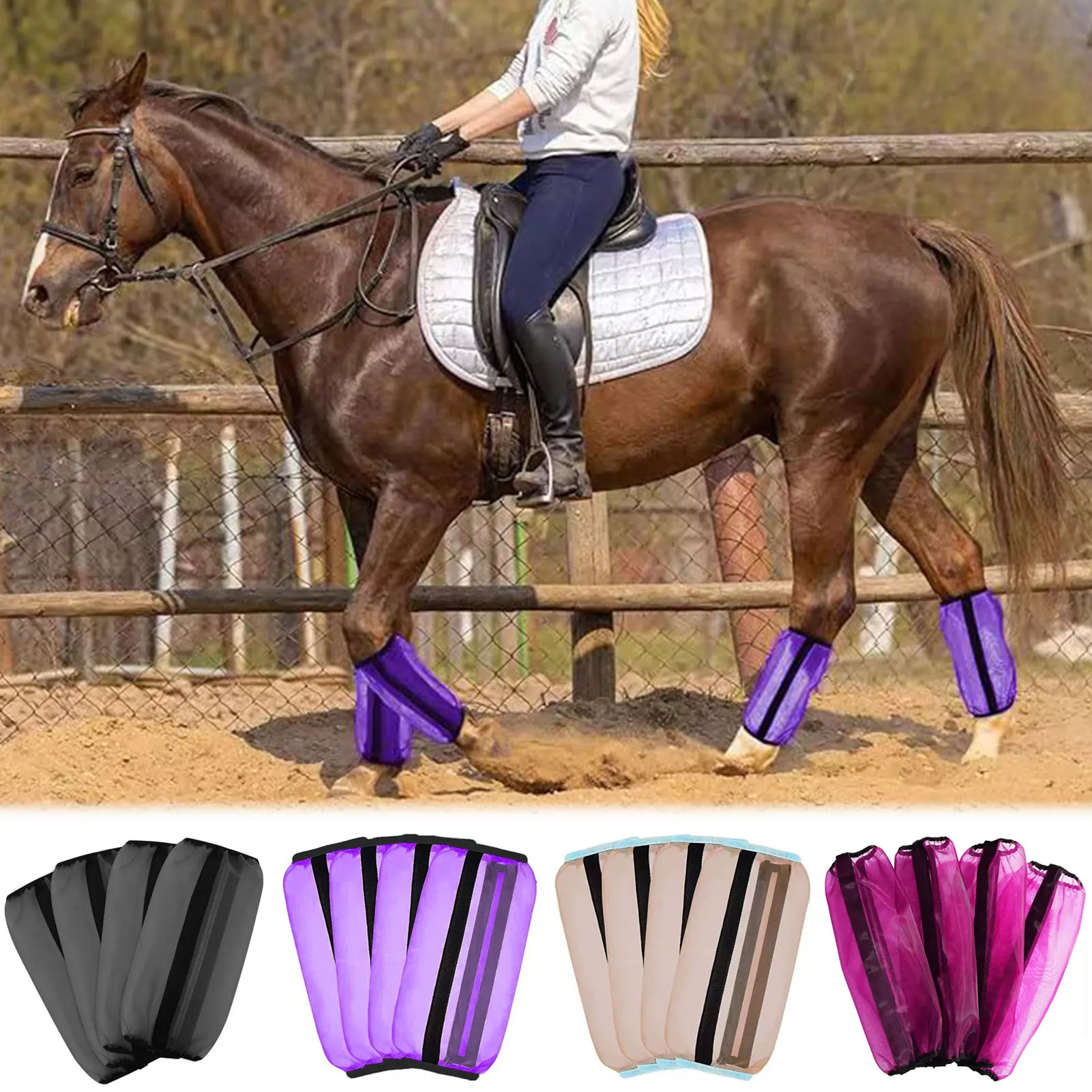 Stivali protettivi per le gambe del cavallo antizanzare, tessuto a rete ad alta traspirabilità, per accessori per la cura delle gambe del cavallo, dif