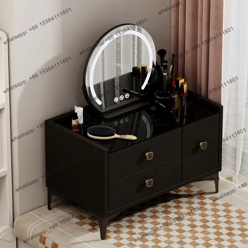 Design Makeup Vanity Desk Glass Real Timber Mirror Dressing Table Drawers Girls Vanity Tocador De Maquillaje Bedrooms Furniture