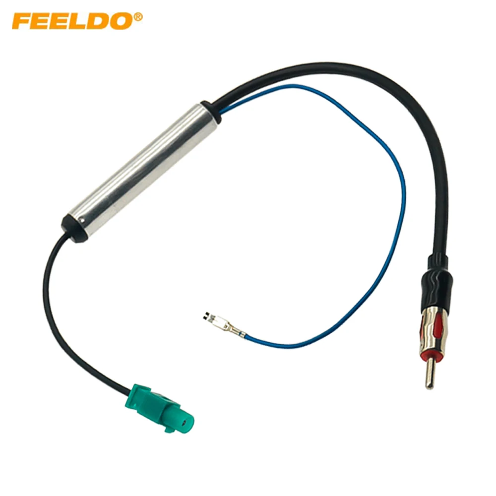 

FEELDO 1PC Auto Aftermarket Radio Installation Male Antenna With Amplifier Adapter for Audi/VW/BMW/Ford/Citroen/Chrysler