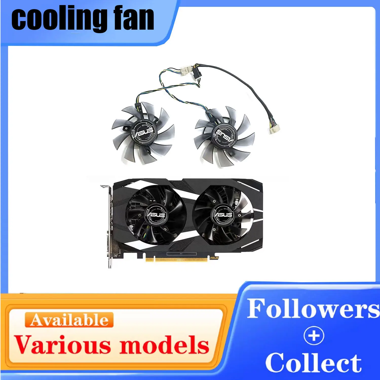 Cooling fan 75MM 6PIN FD8015U12S GTX 1650 GPU fan suitable for ASUS GeForce GTX1650 1660ti 6GB dual graphics card replacement