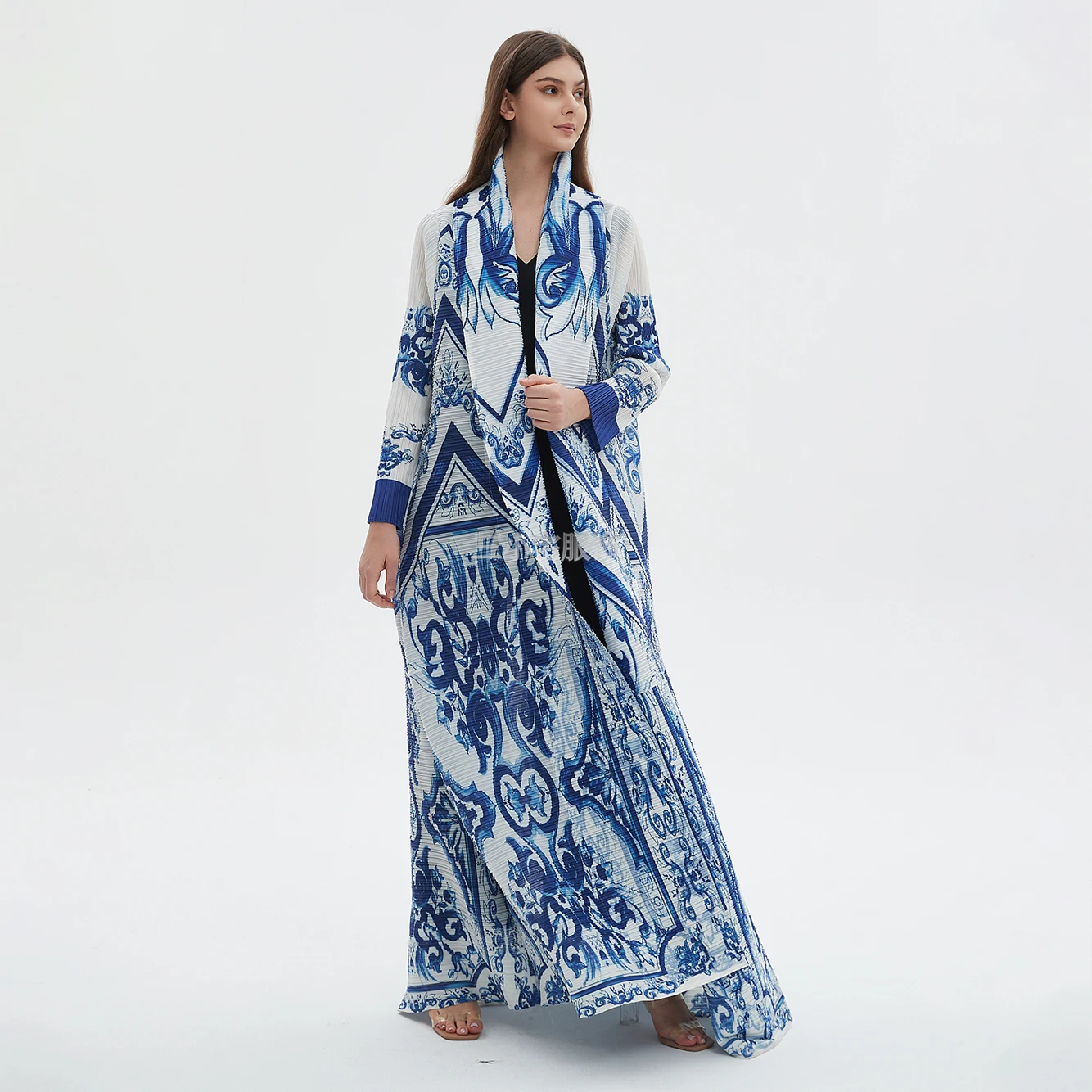 ALSEY Turndown Collar Printed Long Coats Women Abaya Fashion Original Designer Elegant Cool Cardigan Dress 2024 Summer New