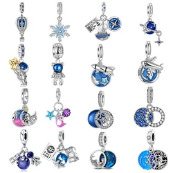 925 Sterling Silver Blue Astronaut Boutique Pendant Charm Fit Original Bracelet Charm Bead Necklace Diy Female Jewelry