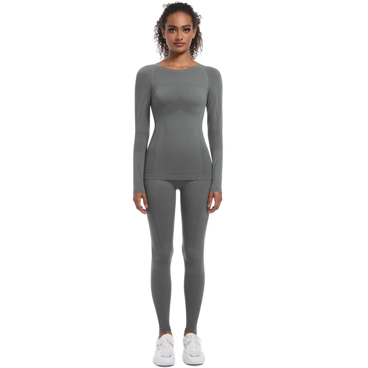 Women Tracksuit Seamless Tight Yoga Set 2PCS Sportswear Workout Clothes Athletic Gym Fitness Sports Suits Ski Thermal Underwear