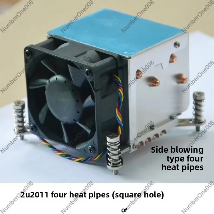 2U 4-Heatpipe Server CPU Cooler 115X 2011, 4Pin PWM Side Blower 6800RPM Copper Base Dual Ball Bearing