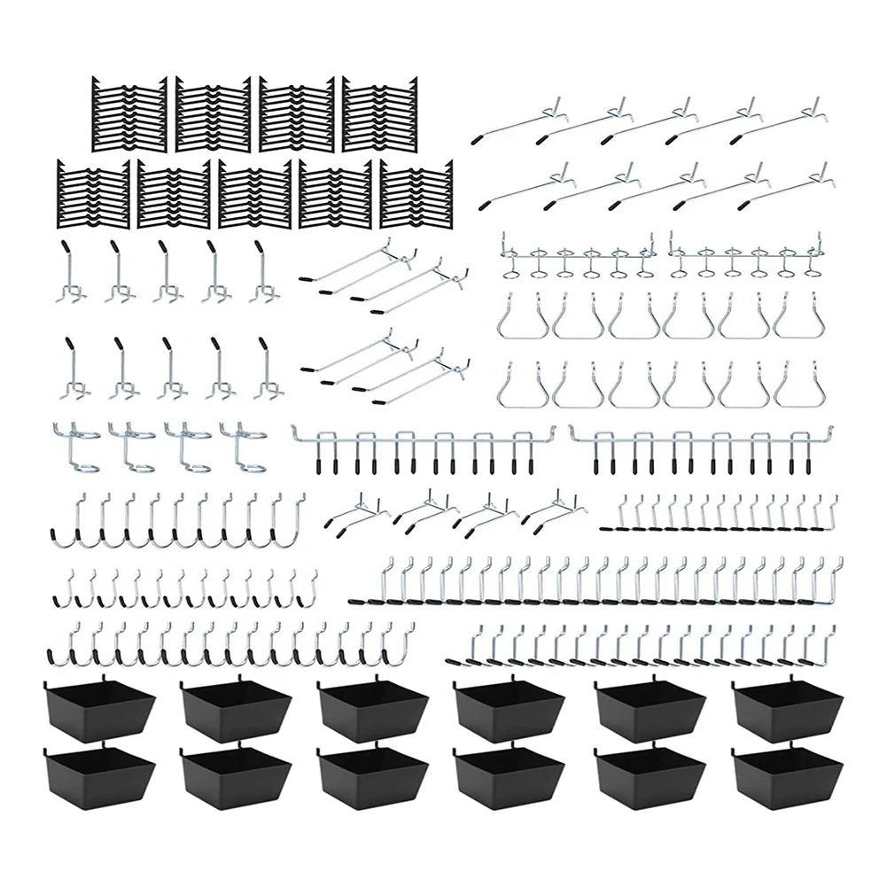 248PCS Pegboard Hooks, Pegboard Organizer Kit, Pegboard Set for Tools,1/8 and 1/4 Inch Pegboard Hooks Assortment