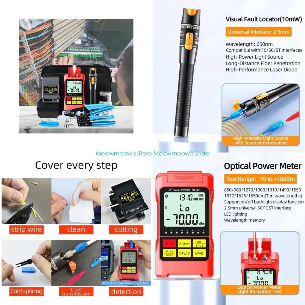 W91A Comprehensive Fiber Cutter Set Featuring Fusions Splicing and Cold Splicing Tools